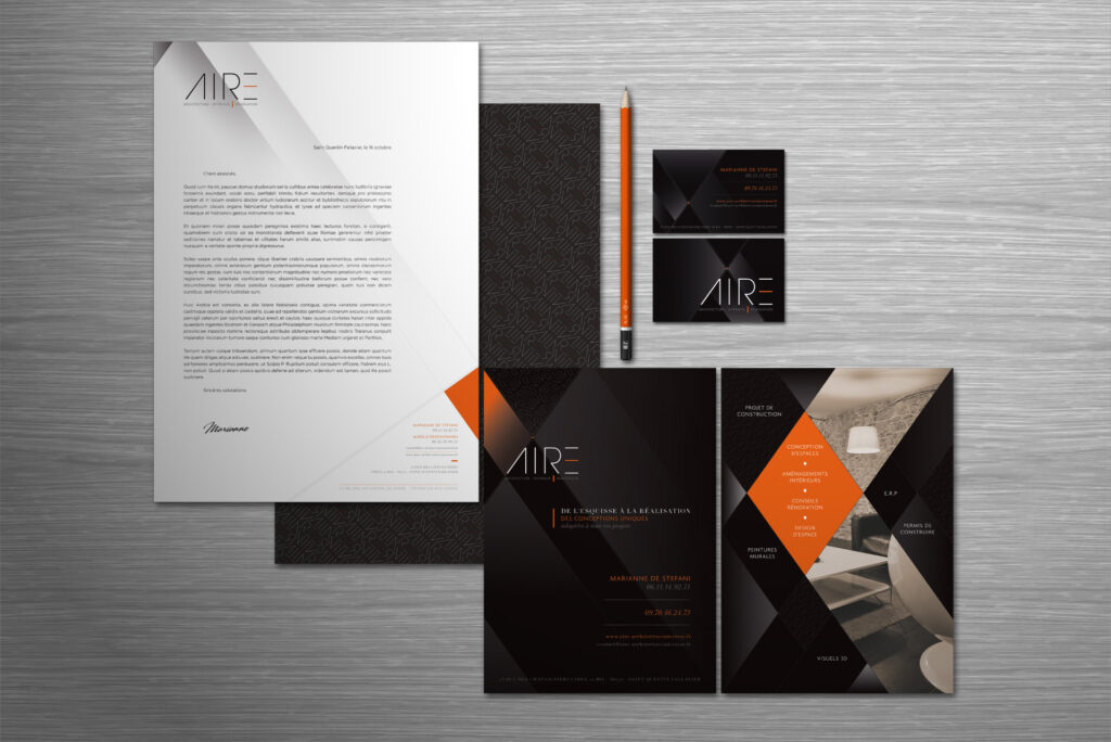 papéterie institutionnelle pour l'agence AIRE