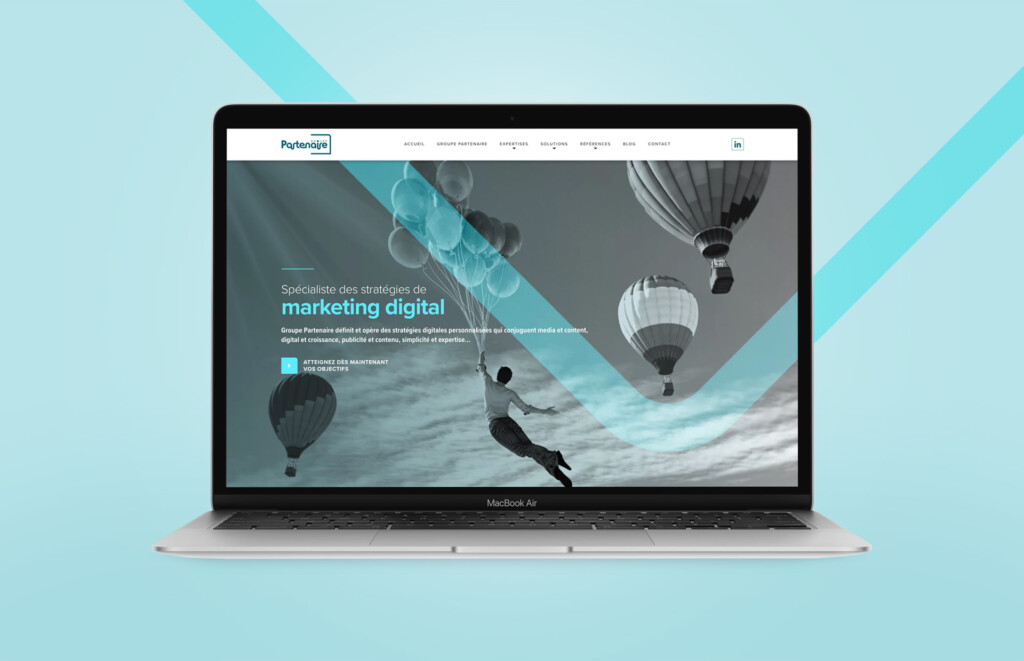 page d'accueil du site Groupe Partenaire - Linghün Studio Lyon webdesign motion design print